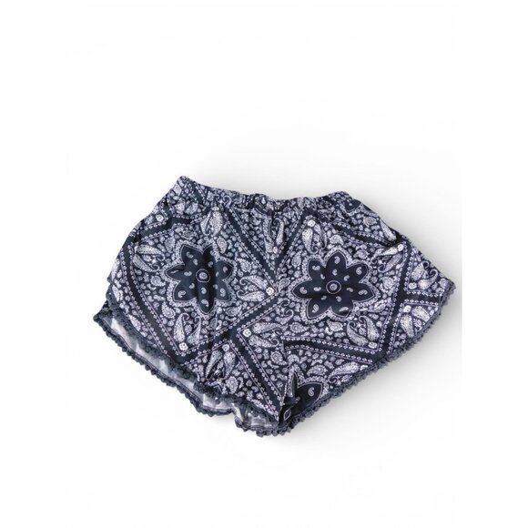 Paisley Shorts Womens XS Blue Boho Tassel Fringe Hot Pants Lounge Casual Summer - Picture 3 of 7